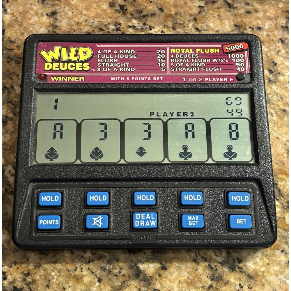 RADICA WILD DEUCES POKER ROYAL FLUSH ELECTRONIC HANDHELD GAME MODEL 1415 - Works